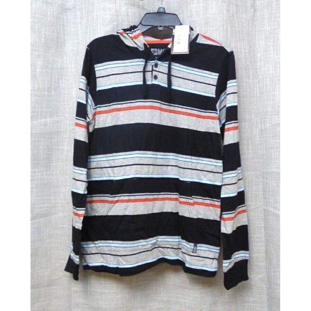 $44.50 Micros Men’s Variagated Striped  Long Sleeve Hooded Tee,S